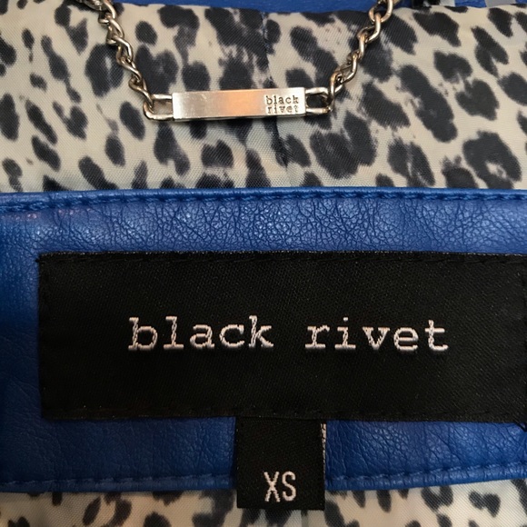 Blue Vegan Leather Jacket - Picture 5 of 7